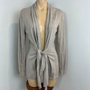 Mexx Women's Size Large Beige Tie Belted Open Front Cardigan Sweater Knit Boho